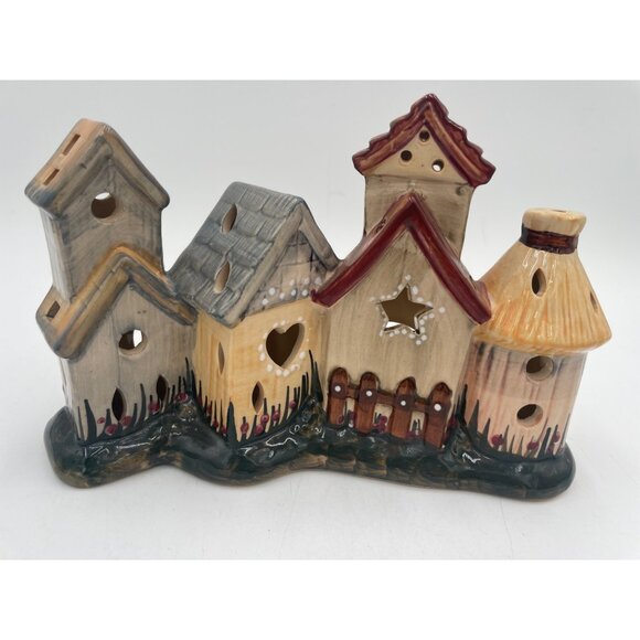 Hand-Painted Ceramic Village House Tealight Holder - Picture 1 of 5
